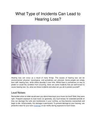 What Type of Incidents Can Lead to Hearing Loss?