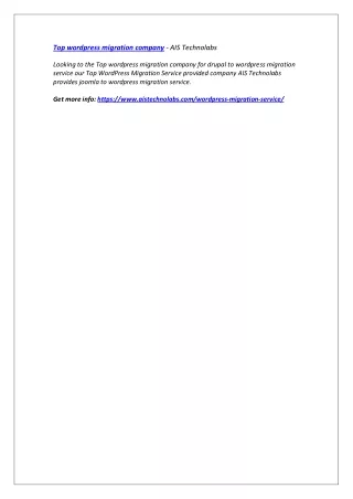 top wordpress migration company ais technolabs