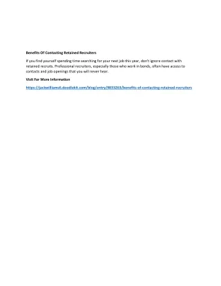 benefits of contacting retained recruiters