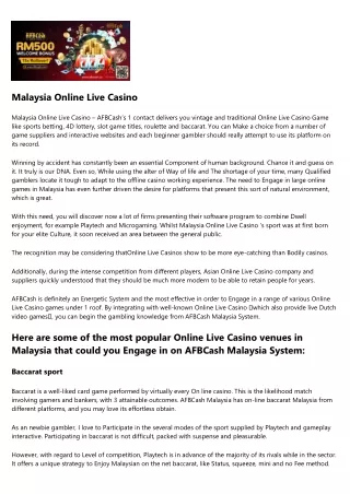 Trusted Online Live Casino Malaysia 2020