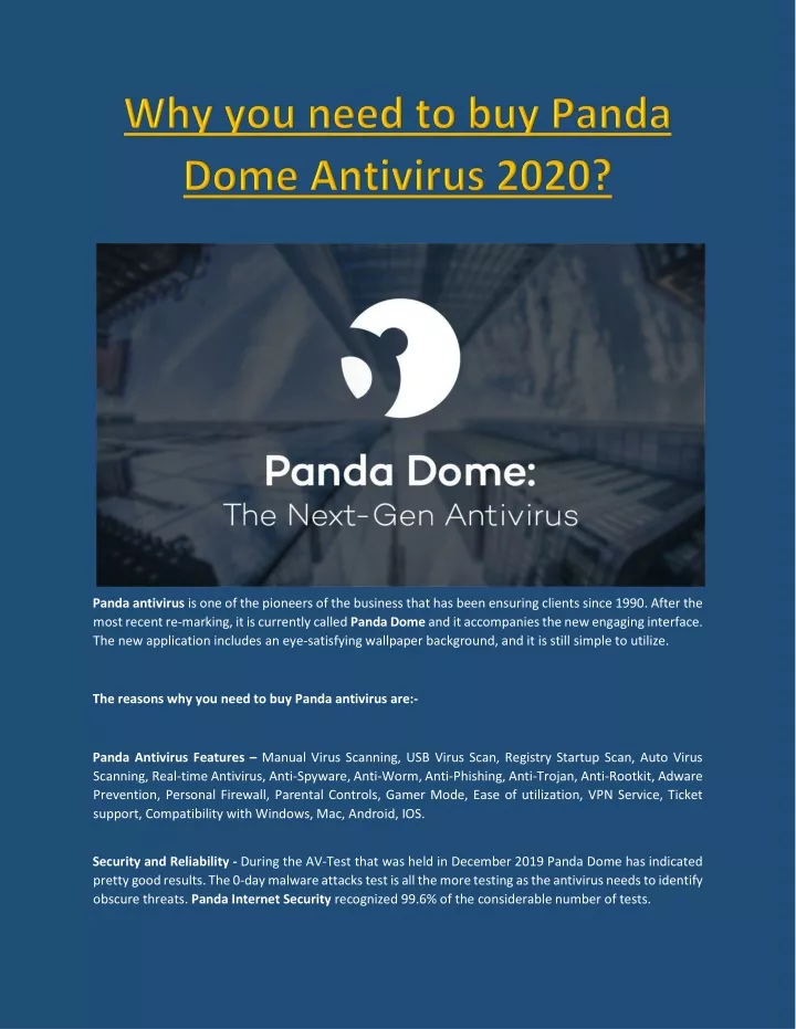 panda antivirus is one of the pioneers