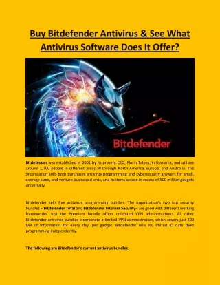 Buy Bitdefender Antivirus & See What Antivirus Software Does It Offer?