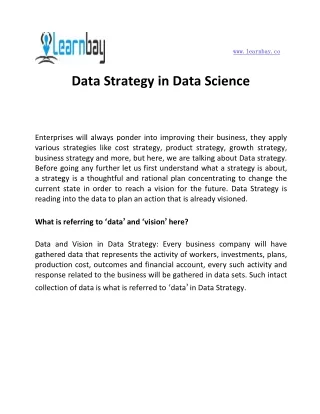 Data Strategy in Data Science