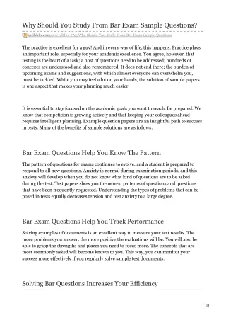 why should you study from bar exam sample