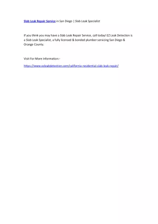slab leak repair service in san diego slab leak