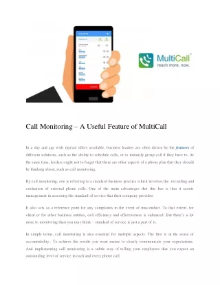 call monitoring a useful feature of multicall