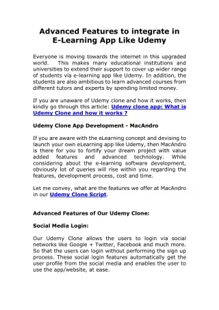 advanced features to integrate in e learning
