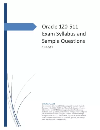 [UPDATED] Oracle 1Z0-511 Exam Syllabus and Sample Questions