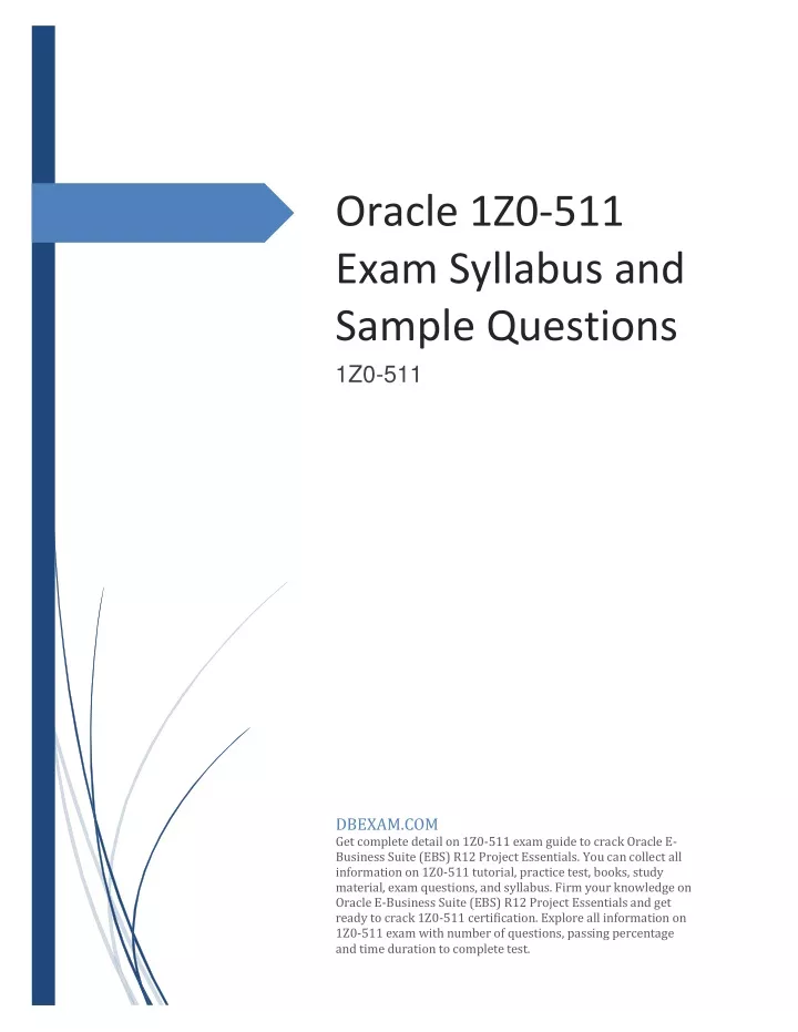 oracle 1z0 511 exam syllabus and sample questions