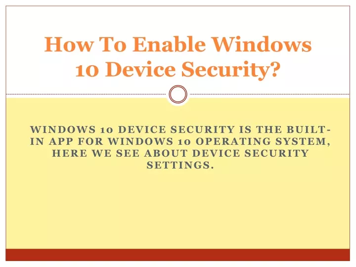 how to enable windows 10 device security