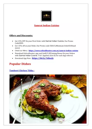 15% Off - Samrat Indian Cuisine - Takeaway magill, SA