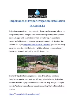 irrigation installation Austin TX_hunterirrigationservices