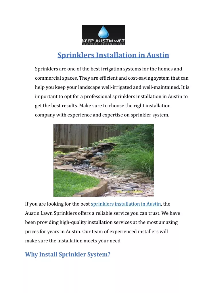 sprinklers installation in austin sprinklers