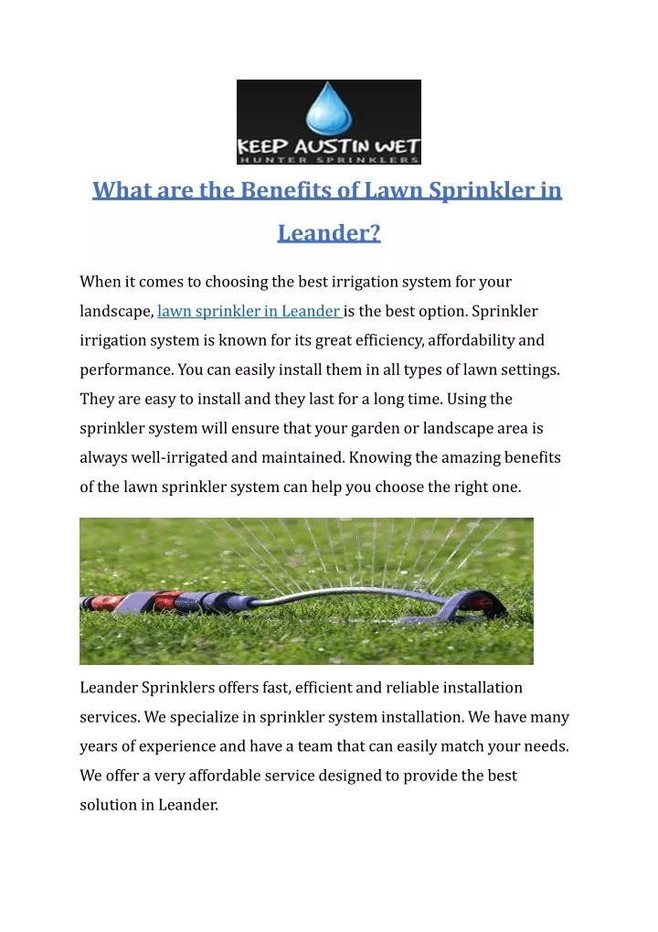 what are the benefits of lawn sprinkler