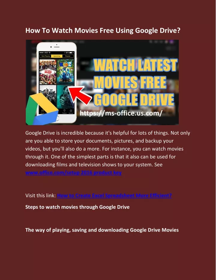 how to watch movies free using google drive