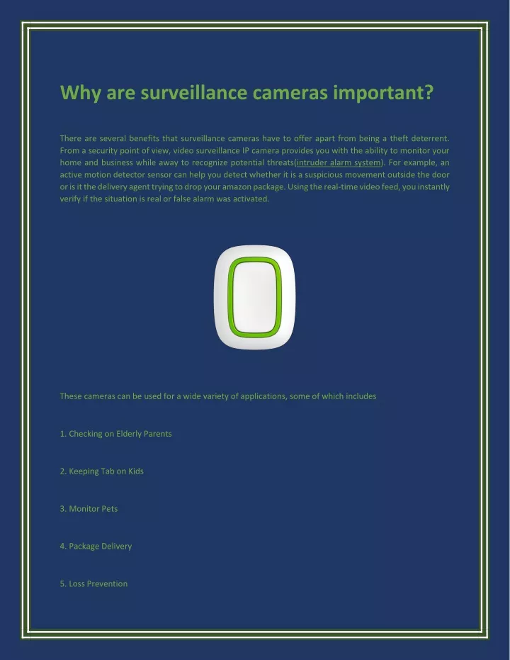 why are surveillance cameras important