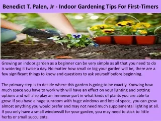 Benedict T. Palen, Jr - Indoor Gardening Tips For First-Timers