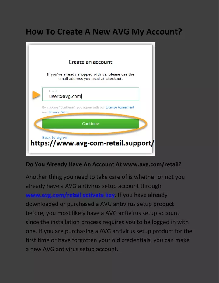 how to create a new avg my account