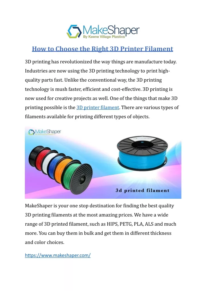 how to choose the right 3d printer filament