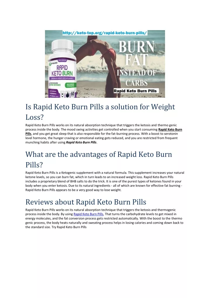 is rapid keto burn pills a solution for weight