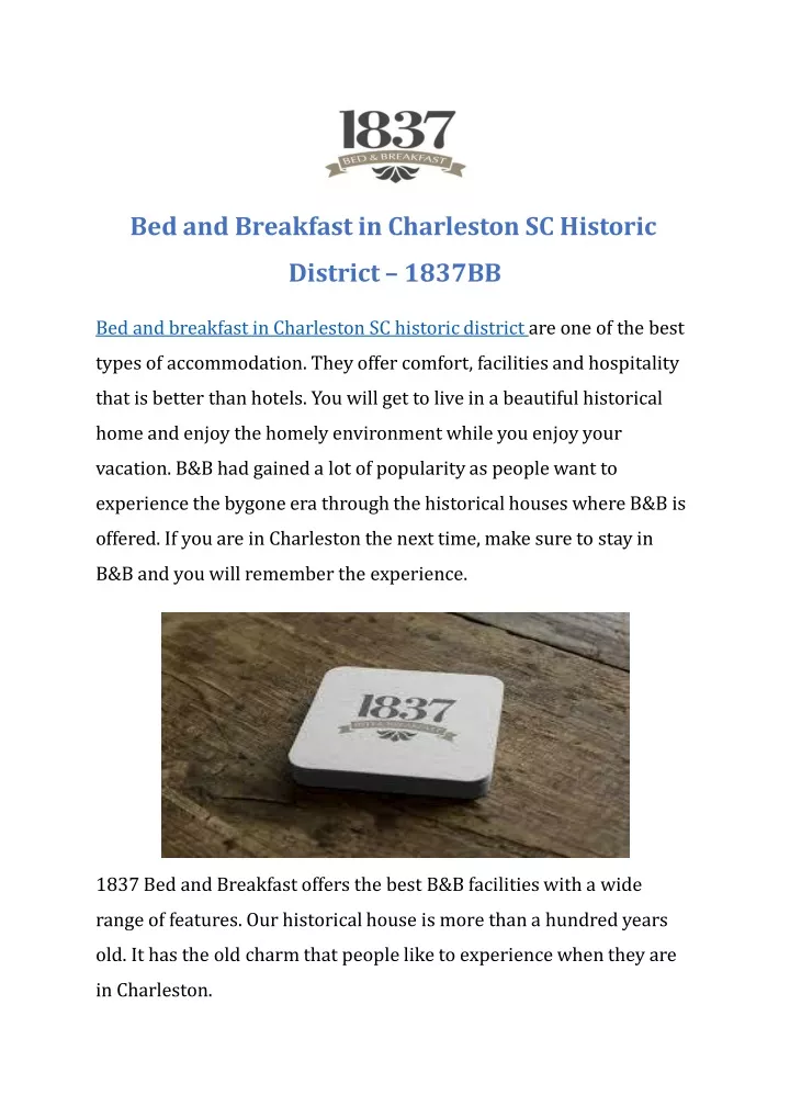 bed and breakfast in charleston sc historic