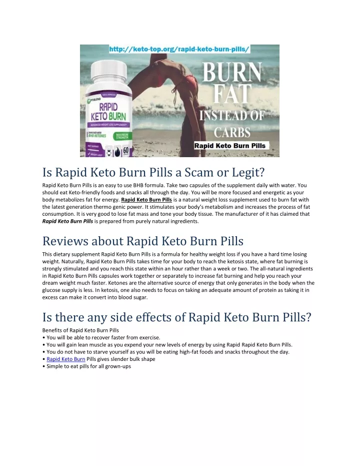 is rapid keto burn pills a scam or legit