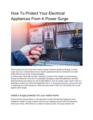 How To Protect Your Electrical Appliances From A Power Surge