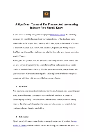 5 significant terms of the finance and accounting
