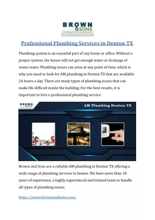 am plumbing Denton TX _brownandsons