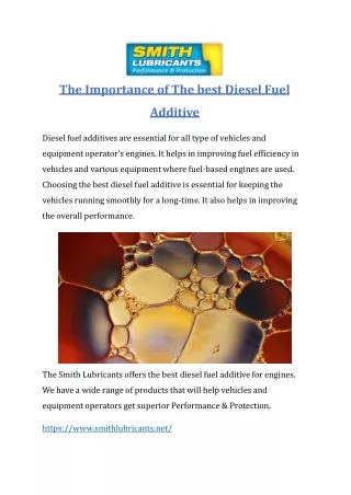 the importance of the best diesel fuel additive