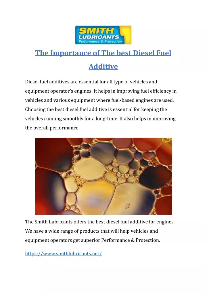 the importance of the best diesel fuel additive