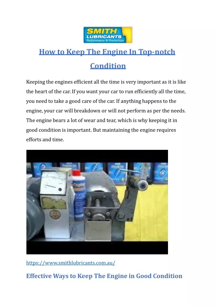 how to keep the engine in top notch condition