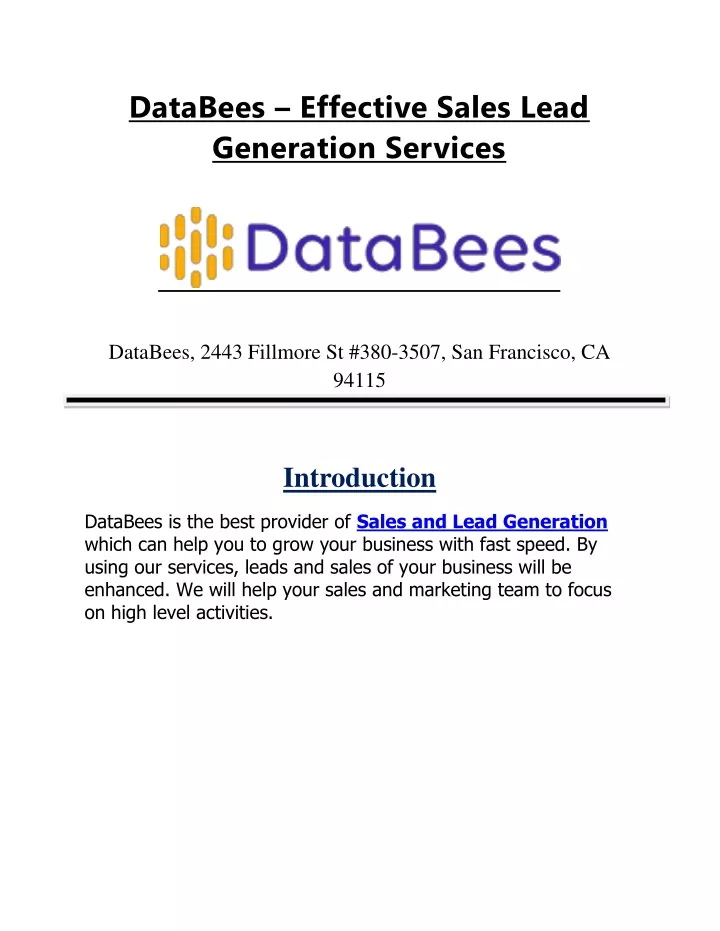 databees effective sales lead generation services