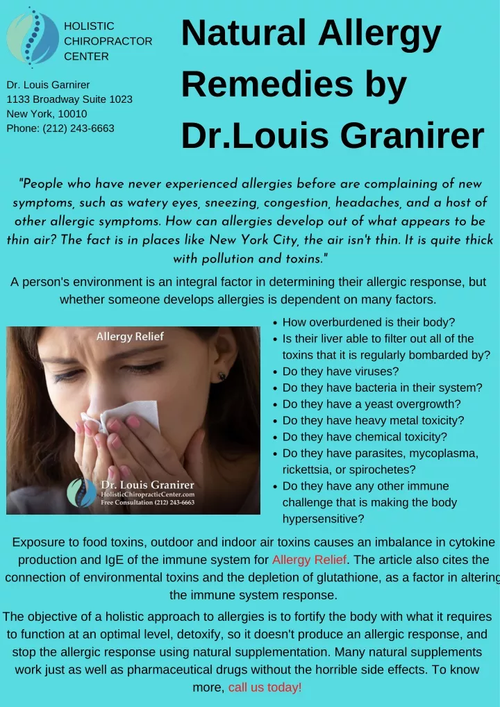 natural allergy remedies by dr louis granirer