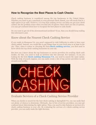 how to recognize the best places to cash checks