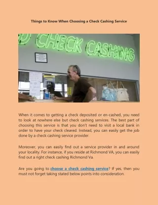 things to know when choosing a check cashing