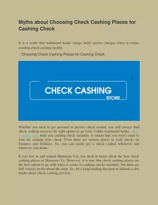 myths about choosing check cashing places