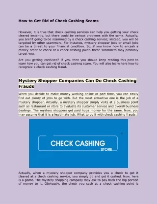 how to get rid of check cashing scams