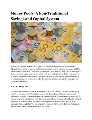 MoneyPools:ANon-TraditionalSavingsandCapitalSystem