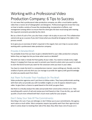 working with a professional video production