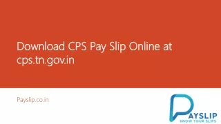 Check Download CPS Pay Slip Online PDF/PPT