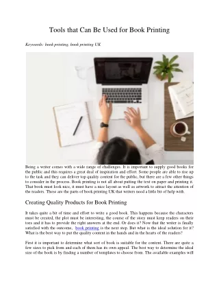tools that can be used for book printing