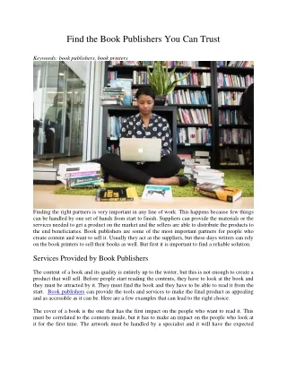 find the book publishers you can trust