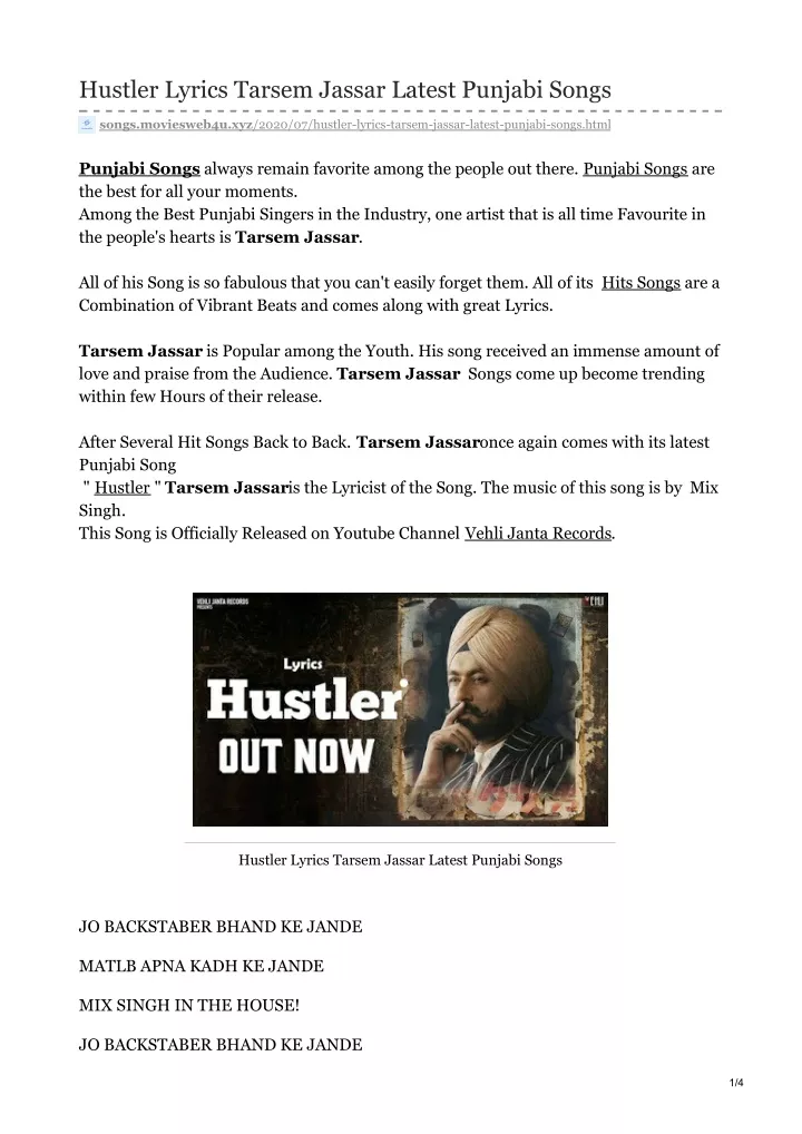 hustler lyrics tarsem jassar latest punjabi songs