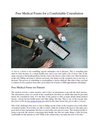free medical forms for a comfortable consultation