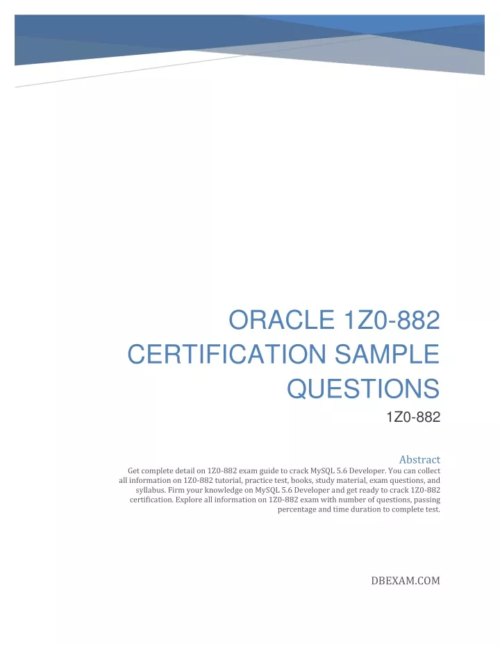 oracle 1z0 882 certification sample questions