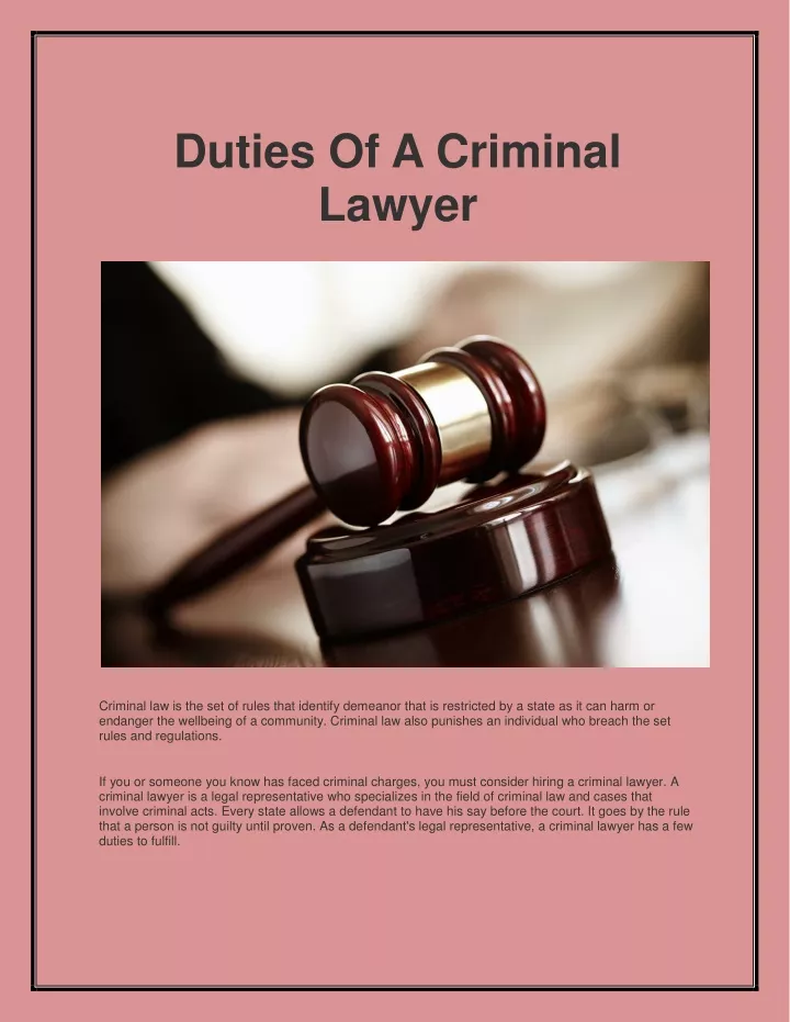 duties of a criminal lawyer