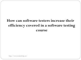 How can software testers increase their efficiency covered in a software testing course