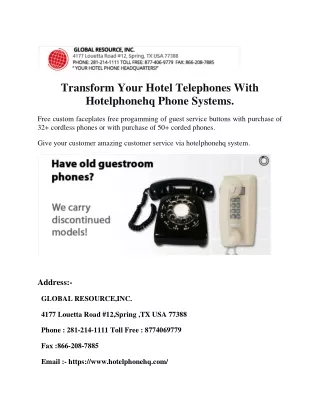 Transform Your Hotel Telephones With Hotelphonehq Phone Systems.