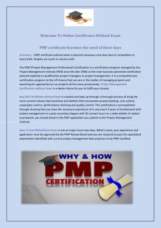 PMP certificate becomes the need of these days